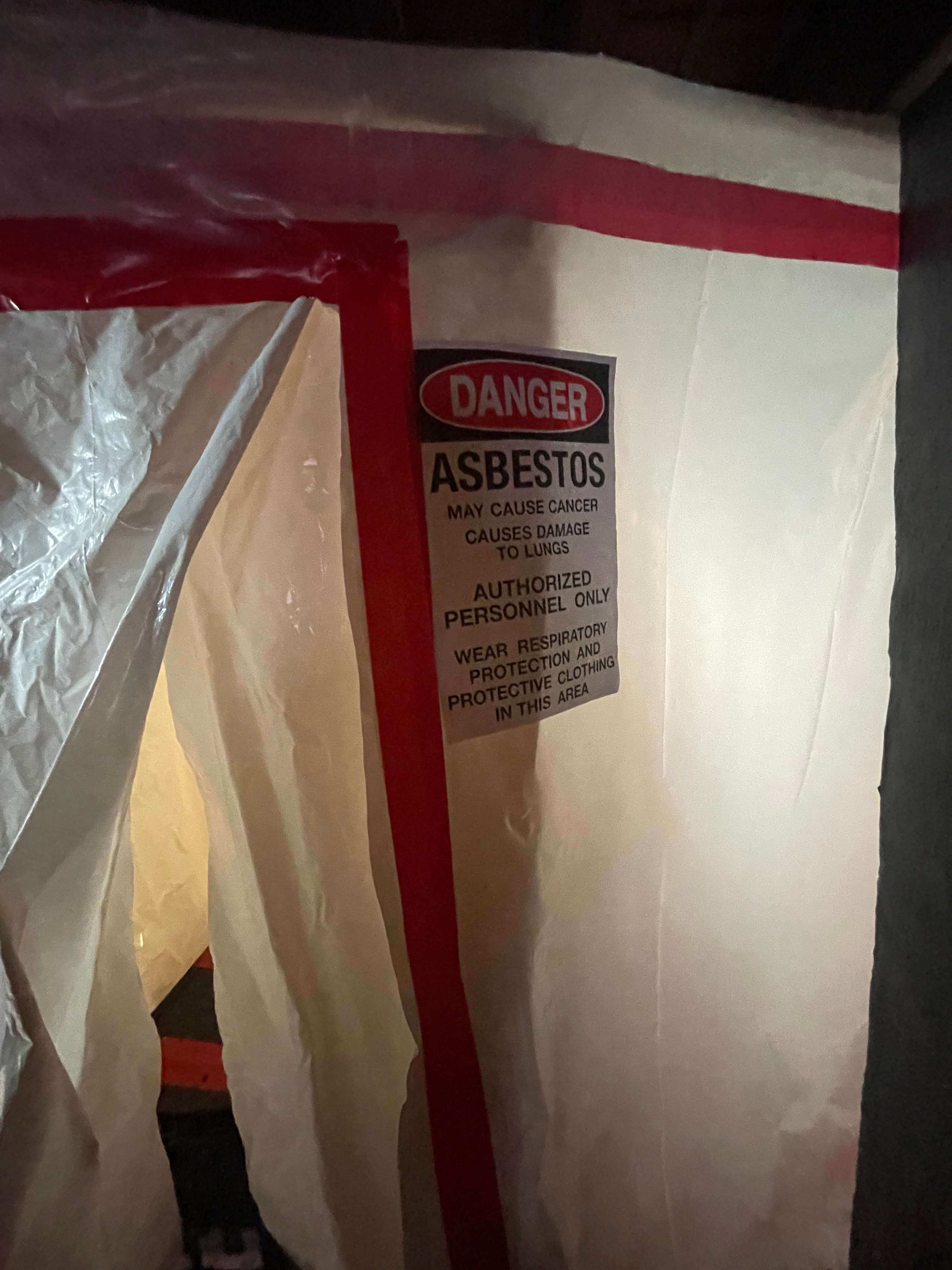Asbestos hazard zone signage