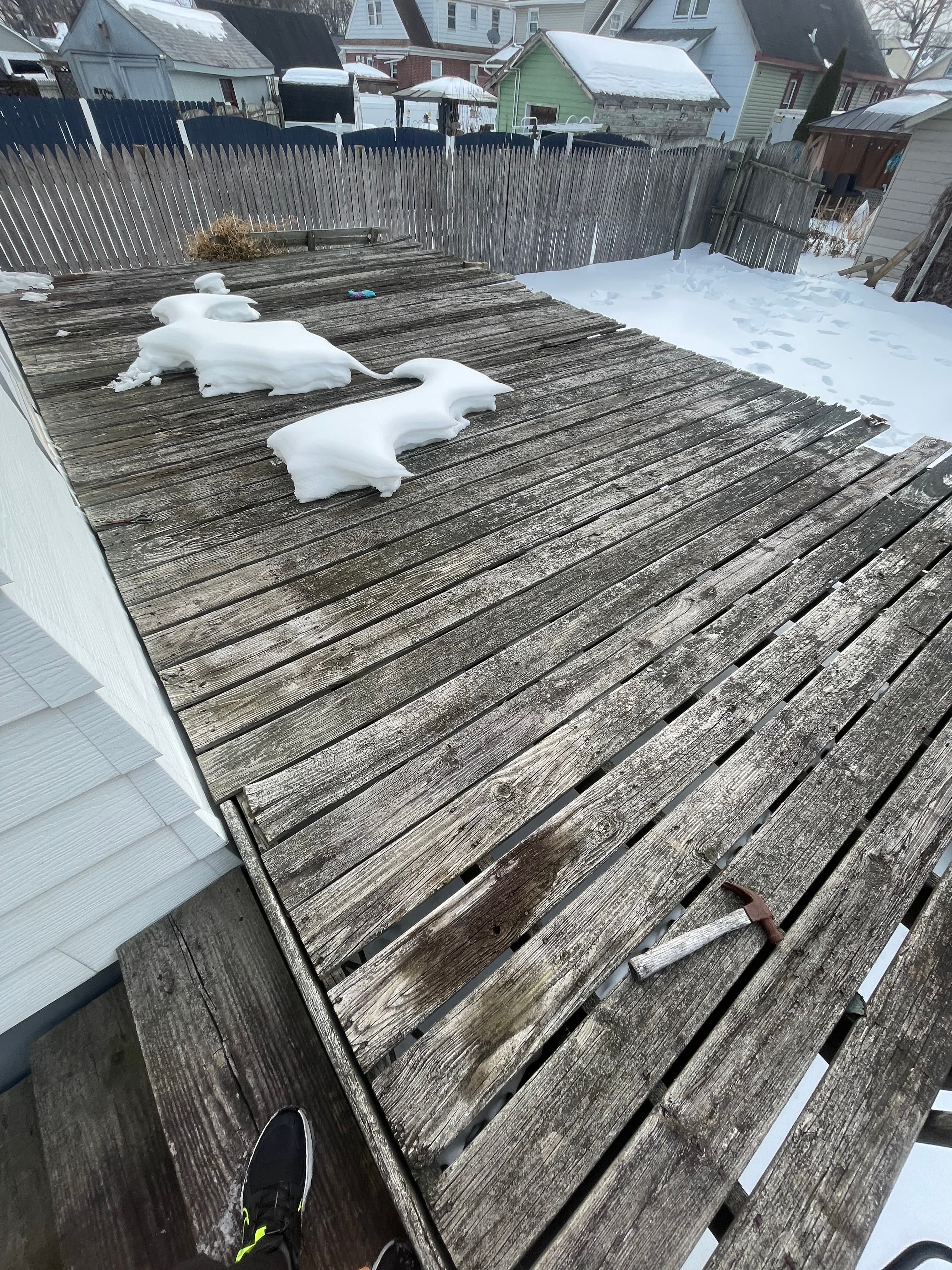 Deck demolition in progress