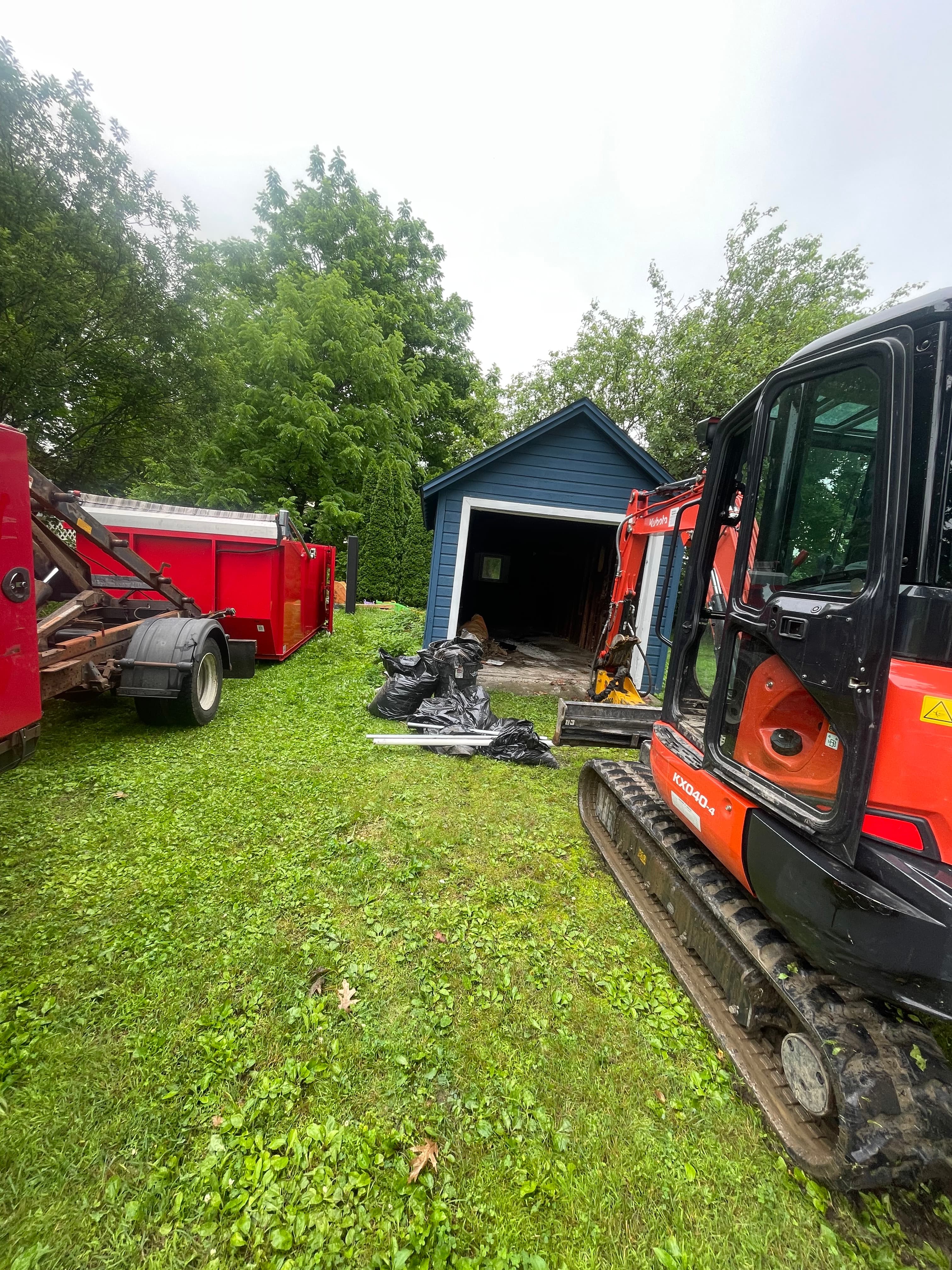 Garage demolition in progress